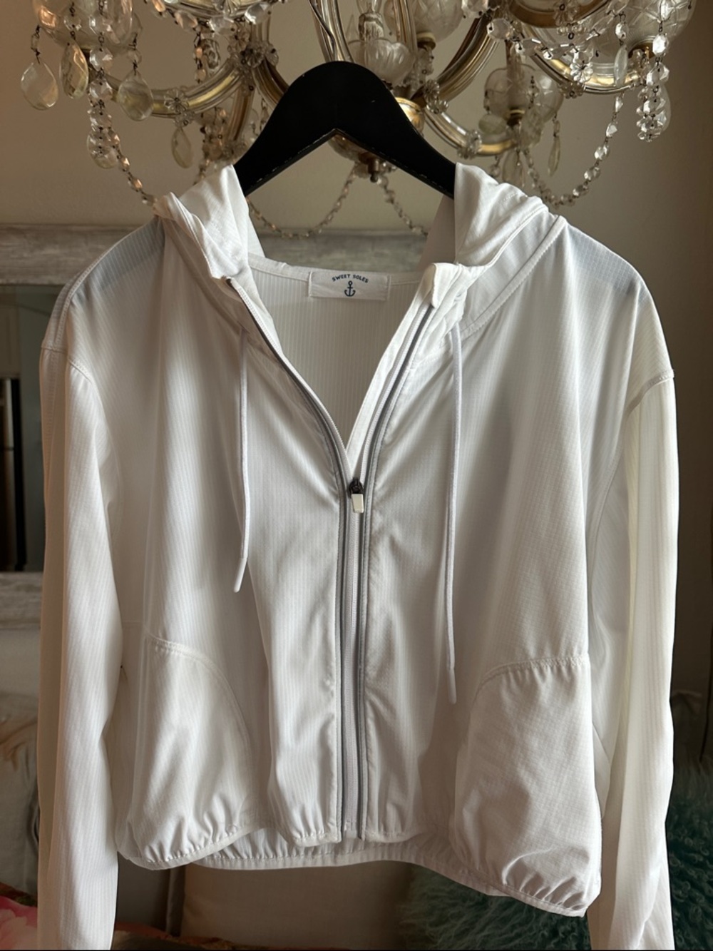 Lightweight White Hooded Windbreaker Jacket - Picture 4 of 12
